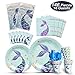 Produktbild WERNNSAI Meerjungfrau Partygeschirr Set - Partyzubehör für Mädchen Geburtstag Baby Shower Hochzeit Enthält Besteck Tasche Tischdecke Servietten Teller Tassen Utensilien Strohhalme 16 Gäste 146 Stück