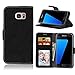 Produktbild KANTAS Brieftasche Flip Case für Samsung Galaxy S7 Schwarz PU Leder Handyhülle Case Matt Oberfläche Taschenhülle Wallet Ledertasche mit Magnetverschluss Standfunktion Geldbeutel Schutzhülle für Samsung Galaxy S7