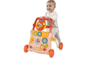 WILLONIN Trotteur Bébé Fille Garçon 6-18 Mois,Trotteur Marche Bébé Evolutif 2 en 1,Centre d'activités d'apprentissage précoce Pour Bébés, Rose