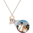 Personalized Picture Projection Necklace for Women - Custom Photo Love Heart Pendant - Customized Portrait Jewelry - Birthday Anniversary Memorial Gifts for Her