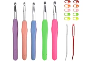 RDNKVB Crochets de taille 6,5 mm, 7 mm, 8 mm, 9 mm, 10 mm - Lot de 17 grands crochets avec aiguilles et marqueurs de maille