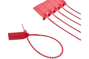 PANDIUI23 Lot de 100 colliers de serrage numérotés en plastique pour valise, boîtes, 25 cm (rouge, 100 unités)