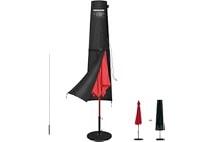 LAMUNI Funda Sombrilla Playa Funda Parasol Jardin Impermeable Funda Protectora para Sombrilla 420D Oxford Funda para Parasol Cubierta para Sombrilla de Jardin con Cremallera y Varilla, 190x30/50cm