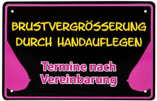 Preisvergleich Produktbild Lustiges Metallschild Brustvergrösserung 12x19cm (I8)