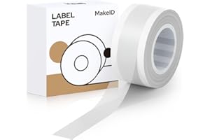 MakeID Ruban pour Étiqueteuse 9 mm x 4 m, Compatible pour MakeID Étiqueteuse L1/E1, Etiquettes Autocollantes Transparent L-09T