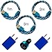 Produktbild 6in1 Set (2X USB Netzteil 5V 1A + KFZ Auto Ladegerät + 1m + 2m + 3m Nylon Ladekabel Datenkabel) kompatibel mit [Apple iPhone 10 X 8 8 Plus 7 7 Plus 6S 6S Plus 6 6 Plus 5S 5C 5 SE, iPad | iPod] blau