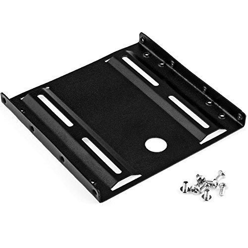 Anpro Einbauset Einbaurahmen für 2,5 Zoll Festplatten / SSD’s auf 3,5″ Adapter Mounting Frame Halterung Schienen. Inkl.5 Stück S-ATA III HDD / SSD Datenkabel – 2x Stecker gerade – bis 6 Gbit/s, Blau - 2