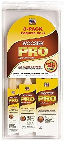 Wooster Pro 1 in. Thin Angle Sash, 1-1/2 in. Angle Sash, 2 in. Nylon/Polyester Flat Paint Brush Set by Wooster Pro