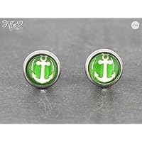 Ohrstecker Edelstahl * Cabochon - Anker maritim - 8 mm