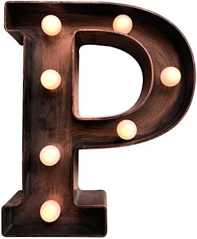 MagiGlow Vintage Style P LED Light up Alphabet Letters, Brushed Bronze