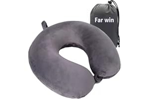 Far win Travel Pillow,100% Pure Memory Foam U Shaped Neck Pillow,Super Lightweight Portable Headrest Great for Airplane Chair, Car,Home,Office ,Sleeping Rest Cushion (grey)