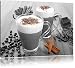 Produktbild heiße Schokolade und frischer Kaffee mit Streuseln schwarz/weiß Format: 100x70 auf Leinwand, XXL riesige Bilder fertig gerahmt mit Keilrahmen, Kunstdruck auf Wandbild mit Rahmen, günstiger als Gemälde oder Ölbild, kein Poster oder Plakat