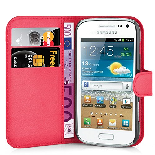 Cadorabo – Book Style Hülle für Samsung Galaxy TREND PLUS (GT-S7580) – Case Cover Schutzhülle Etui Tasche mit Standfunktion und Kartenfach in KARMIN-ROT - 2