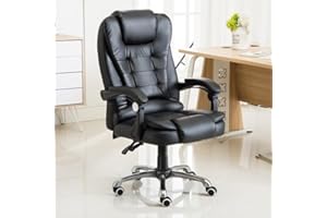 FENIXSHOP24 Poltrona/Sedia Ufficio Ergonomica Presidenziale Reclinabile e Direzionabile con Braccioli Imbottiti e Altezza Regolabile,con rotelle – Nera HLD-809