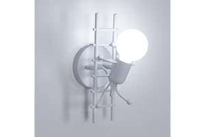 Goeco Lampada da Parete Interno, Humanoid Creativo Applique da Parete con Portalampada E27, Lampada a Muro per Camera da Letto, Soggiorno, Sala da Pranzo, Corridoio, Bianco