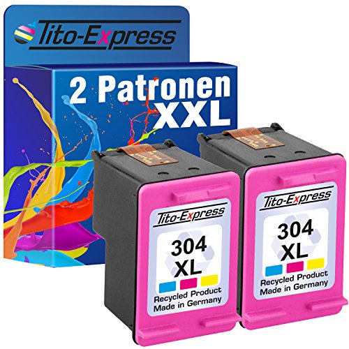 PlatinumSerie® 2x Druckerpatrone remanufactured für HP 304 XL Color mit Füllstandsanzeige und 157% mehr Inhalt! Für HP DeskJet 3720 3730 3732 Ink Advantage 3700 MFP