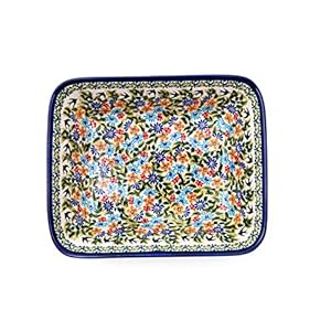 Hand-Decorated Polish Pottery Casserole Dish for 3 People with High Edge 1.5 Litres in Premium DU182