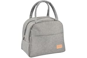 BÉABA BEABA, Sac Repas Isotherme pour Les Repas de bébé/Enfants, Lunchbox, Garde au Chaud/Frais, Grande Contenance 5L, Tissu imperméable, Pochette Avant, Matière Souple, Gris Chiné