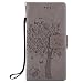 Produktbild Nancen Wallet Case Tasche Hülle für Sony Xperia XZ XZS (5,2 Zoll) Flip Schutzhülle Zubehör Lederhülle mit Silikon Back Cover PU Leder Handytasche im Bookstyle Stand Funktion , Schmetterling Schnalle Magnet , Baum und Katze Muster Flip Funktion Kartenfächer Etui Schale ,Schütze Dein Telefon