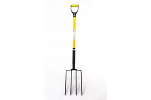 Fourche à bêcher pour jardin - Suan - 4 dents - Manche en fibre de verre - Poignée confort