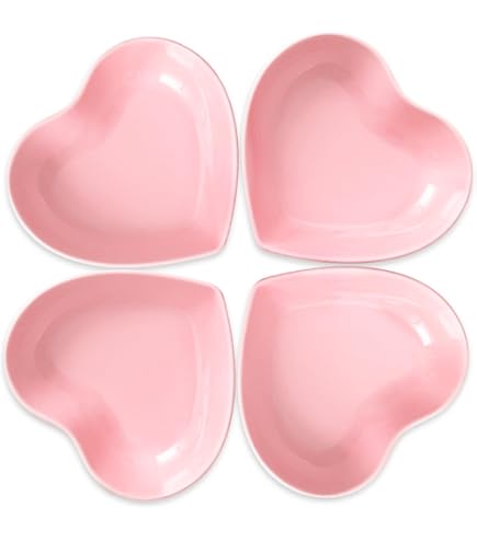 Ceramic Dessert Bowls Cute Heart Shaped Salad Bowl Strawberry Porcelain Plates With Spoon Cereal Bowls Appetizer Side Dish For Soup Snacks Ice Cream White