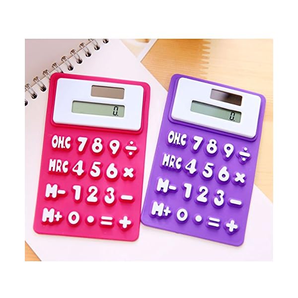 Alxcio 8 Digits Basic Calculator, Solar Powered Soft Lightweight LCD Screen Silicone Pocket Calculator Green Office Stationery - Image 9