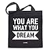 Produktbild LA FABA "You Are What You DREAM" Serie, Jutebeutel, Baumwollbeutel, jutebeutel bedruckt, jutebeutel schwarz, Einkaufsbeutel, stoffbeutel, jutebeutel mit spruch, jutebeutel lange henkel,DREAM