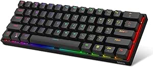 DIERYA DK61E 60% Mechanical Gaming Keyboard,Gateron Optical Switch RGB Backlit Wired PBT Keycap Waterproof Type-C Mini Compact 61 Keys Computer Keyboard with Full Keys Programmable（Red switch)