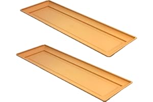 VR7 2x Garden Planter Trays for Long Planters - Durable Plastic Trays for Easy Draining and Plant Health (Terracotta, 60cm)