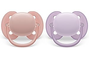 Philips AVENT ultra soft Schnuller - 2er Pack, BPA-freier, weicher Schnuller für Babys von 0-6 Monaten, inklusive Transport- und Sterilisationsbox, Hellrosa/Lavendel (Modell SCF091/31)