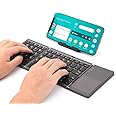 Muzz Arabic and English Foldable Bluetooth Keyboard with Touchpad, Portable, Wireless, Rechargeable, Full Size, Ultra Slim, Pocket Folding, for Android, Windows, iOS Tablet & Laptop, Grey (Grey)