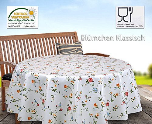 Wachstuchtischdecke OVAL und RUND Motiv u. Größe wählbar, Tischdecke Wachstuch abwischbar (Blümchen Klassisch Rund 120 cm) - 2