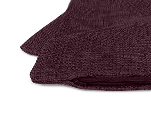 Kissenhüllen in Struktur-Optik – erhältlich in 23 modernen Farben und 3 verschiedenen Größen, 1 Kissenhülle 60 x 60 cm, bordeauxrot - 5