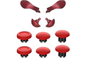 Hzxkqmil Thumbsticks de Repuesto para PS5 Edge Controller, Joystick Personalizado Stick Analógico y Paletas Traseras de Metal Botones de Disparo Accesorios para PS5 Edge Controller, Rojo