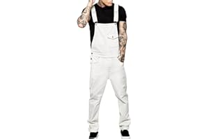 DFEK Denim Dungarees for Mens Casual Lightweight Slim Fit Bib Overall Blue Black Cowboy Rompers Fashion Loose Fit Hip Hop Vintage Braces Cargo Trousers Suspender Jeans Jumpsuits