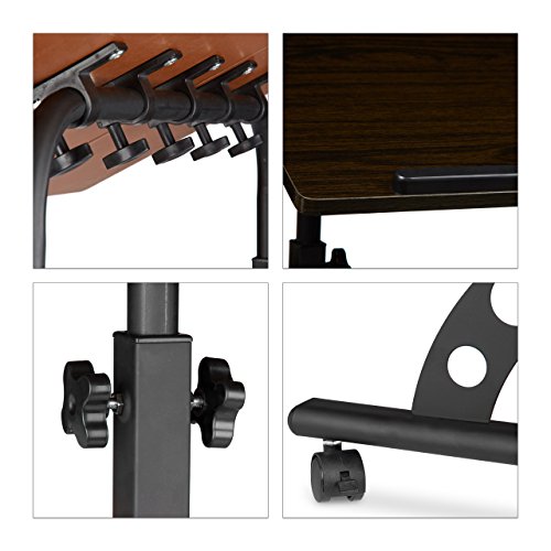 Relaxdays Laptoptisch groß höhenverstellbar H x B x T: 110 x 80 x 50 cm Mobiles Rednerpult mit Rollen zum Bremsen für Notebook mit Ablage für Beamer, große Laptops, Mäuse etc, Ebenholz (schwarz) - 6