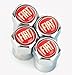 Price comparison product image Fiat Chrome & Red Wheel Valve Dust Caps. 500 Abarth Punto Panda etc