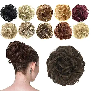 FESHFEN Scrunchy Scrunchie Hair Bun Updo Hairpiece Ponytail Extensions Hair Extensions Wavy Curly Messy Hair Bun Extensions Donut Hair Chignons Hair Piece Wig-6A#