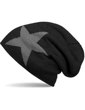 styleBREAKER warme klassische Strick Beanie Mütze mit Stern und sehr weichem Innenfutter, Unisex 04024026