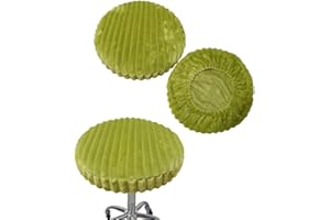 Bestenrose Funda redonda para taburete, 2 unidades, felpa a rayas, funda para taburetes de bar, funda de cojín de poliuretano para silla de oficina, taburete redondo (verde, mediano)