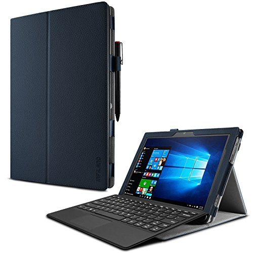 Lenovo Miix 510 Hülle Case -Infiland Slim Fit Folio PU-lederne dünne Kunstleder Schutzhülle Cover Tasche für Lenovo Miix 510 30,99cm (12,2 Zoll FHD) Windows Tablet-PC (Tablet und Tastatur sind nicht entgehaltet)(Dunkleblau)