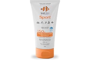 SAFE SEA - Solar Medusas Sport SPF 50 200ml | Protector Solar 50 Muy Resistente al Agua con Alta Protección Solar para Deportistas | Crema Solar Deporte Protege la Piel de la Picadura de Medusas