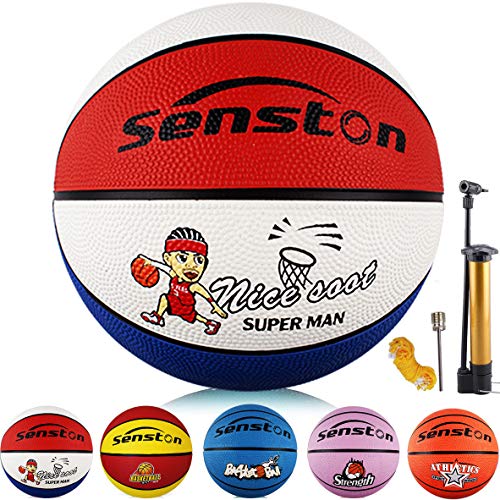 Senston Ballon de Basket-Ball Basketball Taille 3/5/7 Enfant Caoutchouc Doux et Bouncy Basketball Extérieur et intérieur