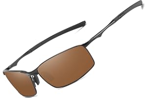 LEDING&BEST Occhiali da Sole da Uomo Donna Polarizzati Metallo Telaio Rettangolari Ultra Leggeri antiriflesso Protezione UV Moda Occhiali da Sole Cat 3 CE