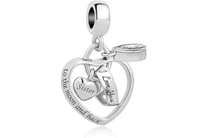 KunBead Jewelry I Love You Heart Birthday Charms Gift for Sister Grandma Daughter Wife Mom Charm for Bracelet