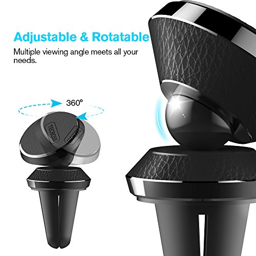 Tecboss Supporto Magnetico Auto Universale 360 Gradi di Rotazione Supporto Auto Smartphone per iPhone 8 Plus 8 7 6 6S 5 5S, iPod Touch, Samsung Galaxy, LG, Nexus, HTC, Huawei, Sony e GPS Dispositivi, Porta Telefono Universale