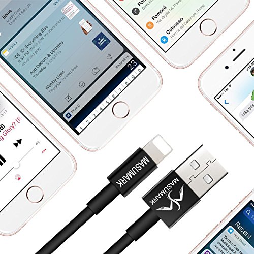 Ladekabel, masumark 6 ft 2 m USB KABEL mit Lightning Connector [Apple MFi Zertifiziert] für iPhone 7/7 Plus/6S/6S Plus/6/6 Plus, iPad Pro Air 2 und mehr – SCHWARZ 3 5 10 Stück - 7