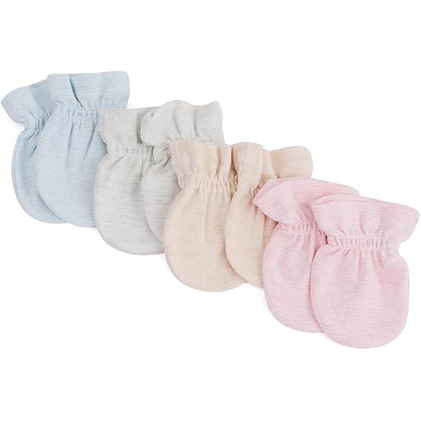 Guanti Antigraffio Neonato | 4 Paia | Cotone Morbido | Polsino Elastico | Regalo Baby Shower - Foto 3