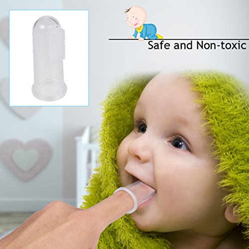 Edealing Weiches sicheres Baby Zahnbürste Kids Silikon-Finger-Zahnbürste-Gummi-Bürste Klar Massage 3er Pack - 5