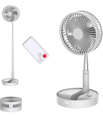 12 Inch Foldable Oscillating Standing Fan With Remote Control, 4 Speed Adjustable Portable Desk Quiet Fan 7200mah Rechargeable Usb Small Fan Folded Rotating Floor Fan For Bedroom Office Travel - View #10